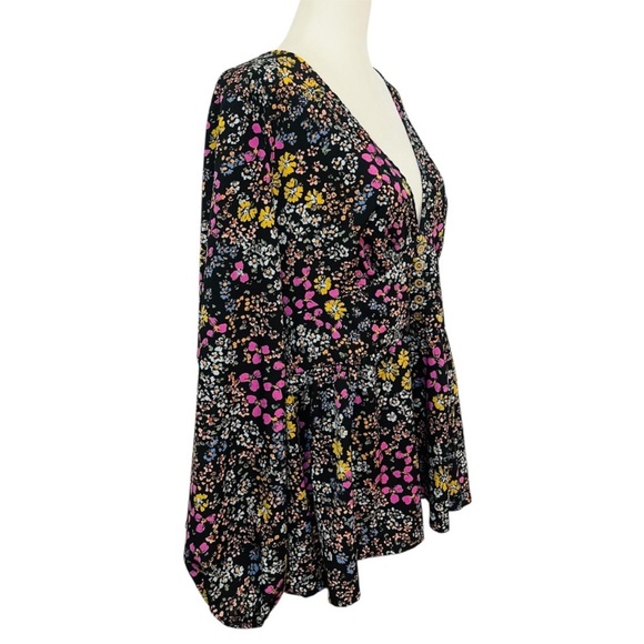 Shein Curve Floral Blouse Long‎ Sleeve V Neck Button Front 1XL - Picture 11 of 11